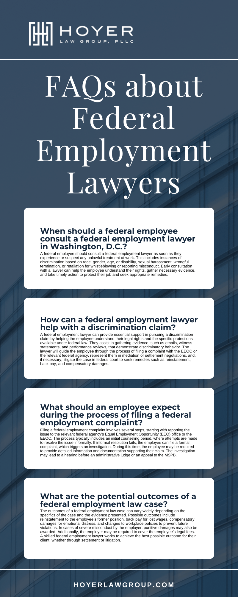 FAQs about Federal Employment Lawyers Infographic